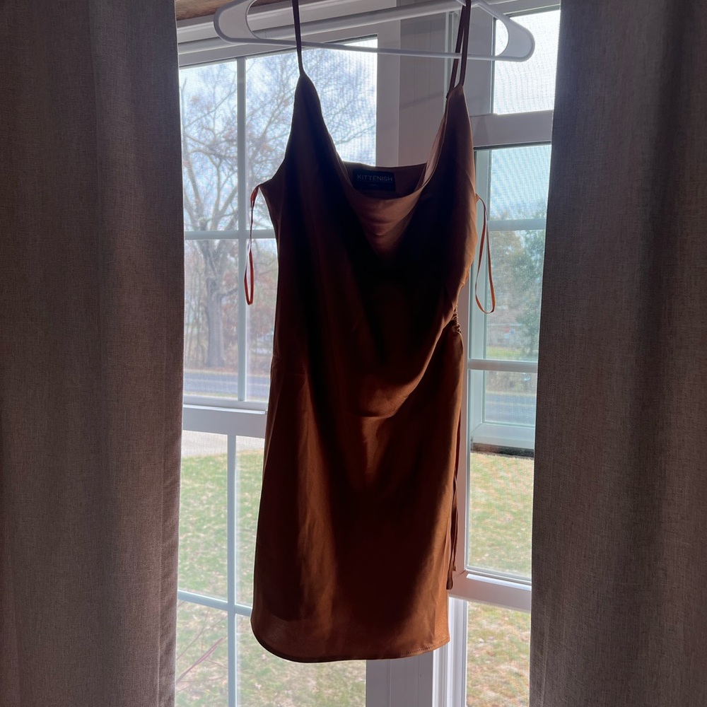 Kittenish Bronze Satin Dress